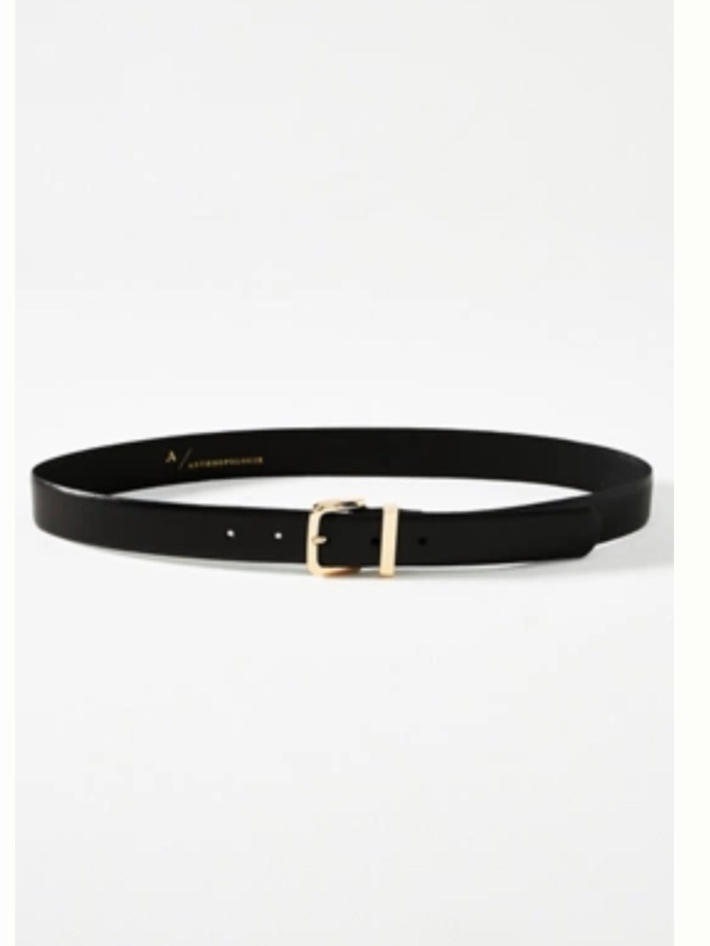 Anthropologie Black Leather Belt with Gold Buckle, 3X New